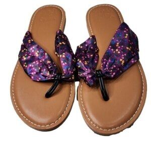 Matilda Jane Shoes Thong Sandals Purple Tulip Flower Design Flat NWOT Women's 7